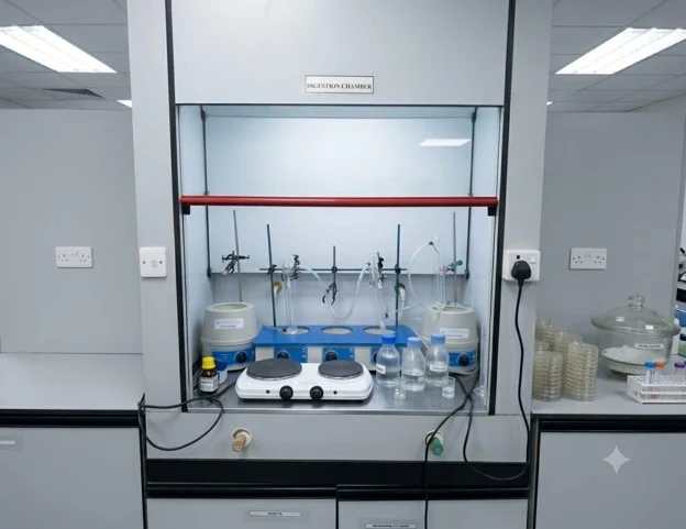 Digestion Chamber Fume Hood and Hotplates